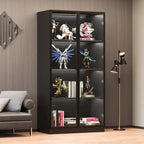 Display Storage Cabinet,Display Cabinet with Tempered Glass Doors, Showcase with 4-Tier Storage Shelves