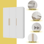 Wardrobe Armoire Wooden Closet Cabinet 6 Storage Cube and Hanging Rod