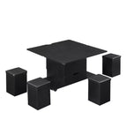 Multi-Function Modern Lift-Top Coffee Table with Hidden Storage, 4 Stools and Casters, Perfect for Modern Living Spaces