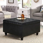 Large Square Storage Ottoman with Wooden Legs