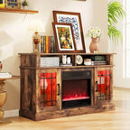 TV Stand with Electric Fireplace LED Lights Remote Controls