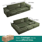 Convertible Cloud Sectional Couch Comfy Corduroy Sectional Sofa Comfy Couch With Deep Seat & High Pillows Easy To Assemble
