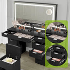 Moasis 46 Vanity With Built-in Socket With Illuminated Mirror and Hair Dryer Rack - 55.8  H X 46  W X 11.7  D