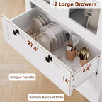 Farmhouse Kitchen Pantry Cabinet with Glass Doors, 72in Storage Cupboard with Drawers and Adjustable Shelves for Dining Room Bathroom Living Room