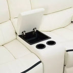 MAYEERTY Power Reclining Loveseat, Electric 2-Seat Breathable Leather Recliner with Storage & Cup Holders for Living Room, White