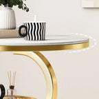 White Stone 3-Tier S-Shaped Sofa Side Table with Storage