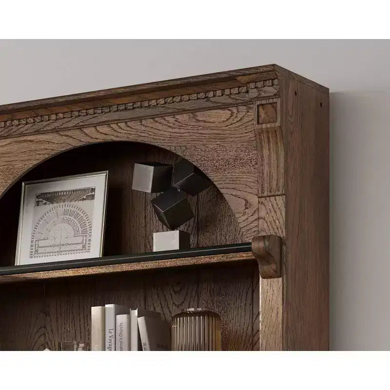 94 Traditional Tall Wood Bookcase with Storage Stratton Collection Brown - Martin Furniture