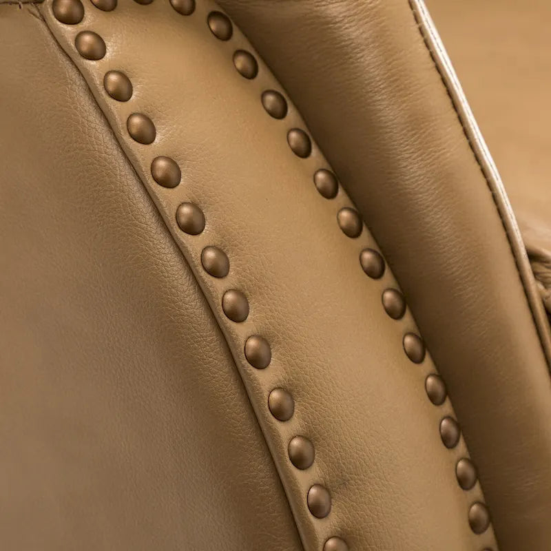 Genuine Leather Power Recliner with USB Port – Wingback Nailhead Set of 2