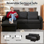 80 L-Shaped Sofa Couch Bed, Sofa Sleeper with Pull Out Bed, Reversible Sleeper Sofa Bed