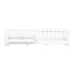 Twin and Full Size Kid Platform Bed Frame with Guardrail, Built-in Bookshelves and Storage Shelves