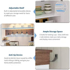 72 Tall Farmhouse Style Coffee Bar Cabinet with LED Lights, Kitchen Buffet Featuring Doors and Drawer, Adjustable Shelves, Spacious Storage
