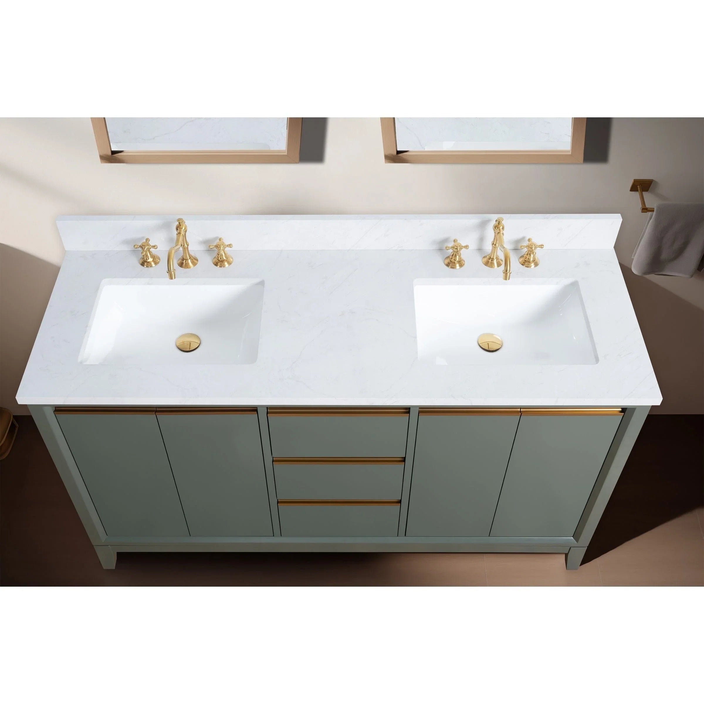 Vanity Art Bathroom Vanity with Ceramic Sink and Engineered Marble Top