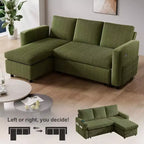 Dyonery 2 in 1 Pull Out Sleeper Sofa with Storage Chaise C Corduroy Sectional Couch with USB Ports for Living Room