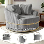 Fauteuil pivotant rond surdimensionné en velours côtelé avec accoudoirs encastrés 43 W