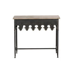 Console en métal finition zinc et bois à bord festonné