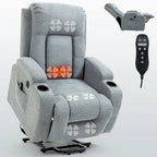 Power Lift Recliner Chair, Modern Single Motor Massage Sofa Chair with Lumbar Heating, USB Charging Port, Cup Holders