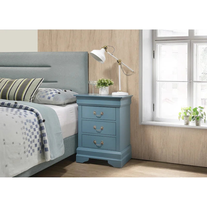 Wood 3 Drawer Nightstand
