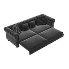 Whisen Velvet 3-in-1 King Size Pull-Out Sofa Bed & Convertible Sleeper Sofa with Movable Ottoman, Tufted Design