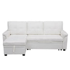 Reversible Sectional Sofa with Pull-Out Sleeper Bed, Hidden Storage Chaise, Durable Legs,