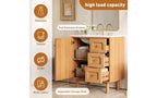 JVNOXK 30-inch Rustic Modern Ceramic Vanity Cabinet with 3 Drawers and 1 Large Soft-Close Door, Storage Cabinet, Natural Wood Grain