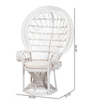 Modern Bohemian White Natural Rattan Peacock Chair