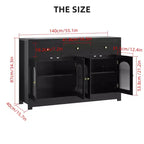 55 Inch Storage Cabinet Dining Narrow Buffet Sideboard Cabinet with 3 Drawers and 4 Doors for Kitchen, Dining Room, Living Room