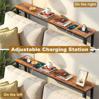 Rust Brown 1pcs Triamine Iron 100*15*79cm Entryway Table with Plugs