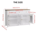 55 Inch Storage Cabinet Dining Narrow Buffet Sideboard Cabinet with 3 Drawers and 4 Doors for Kitchen, Dining Room, Living Room