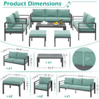 AECOJOY 7 Pieces Aluminum Patio Furniture Set Outdoor Conversation Set