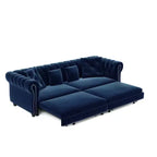 Whisen Velvet 3-in-1 King Size Pull-Out Sofa Bed & Convertible Sleeper Sofa with Movable Ottoman, Tufted Design
