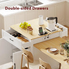 82.7 Wooden 4-6 Person Kitchen Island with Extendable Dining Table and Double-sized Storage