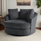 Fauteuil pivotant rond surdimensionné en velours côtelé avec accoudoirs encastrés 43 W