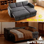Dyonery 81 Sectional Sleeper Sofa, L-Shaped Pull Out Couch with Reversible Storage Chaise, USB, Reclining Backrest