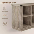 8 Cube Storage Organizer Bookshelf, Farmhouse Horizontal Bookcase, 62 Inch Wood Storage Bookcase for Entryway, Long Low Bookshelves for Living Room