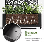 MAYEERTY Planter Box with Trellis Iron Black Net 01 Style 72x47x16in 3-Piece Set