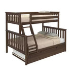 Max & Lily Solid Wood Bunk Bed, Twin over Full with Storage Trundle and Ladder for Kids
