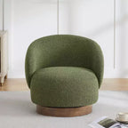 Spruce&Spring Upholstered Swivel Accent Barrel Chair with Wood Base