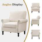 Modern Upholstered Armchair Nailhead Trim Accent Chair with Wood Legs