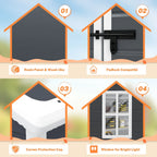 6 ft x 4 ft/6 ft x 8 ft/8 ft x 6 ft/8 ft x 10 ft All-Weather Resin Outdoor Plastic Storage Shed w/Floor, Spire Tool Shed