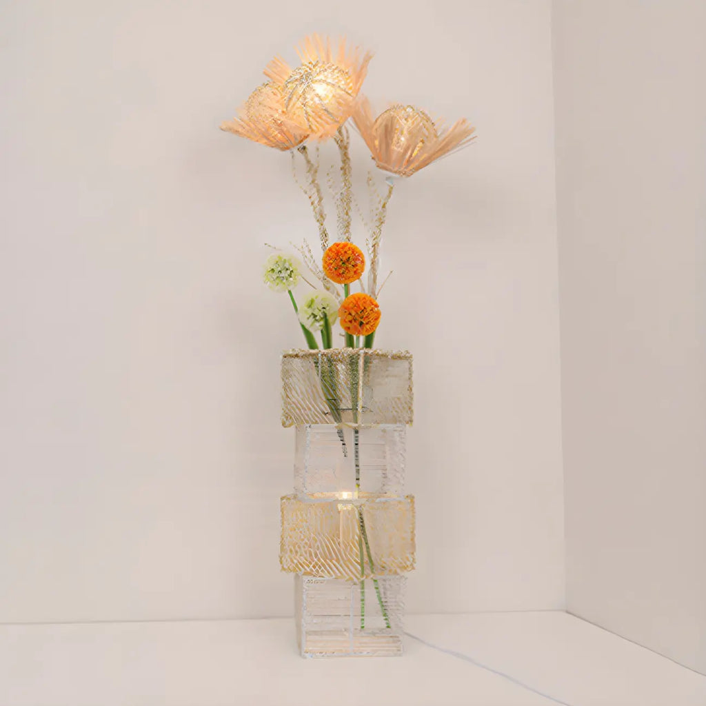 Plug In Column LED Rattan Floor Lamp for Living Room