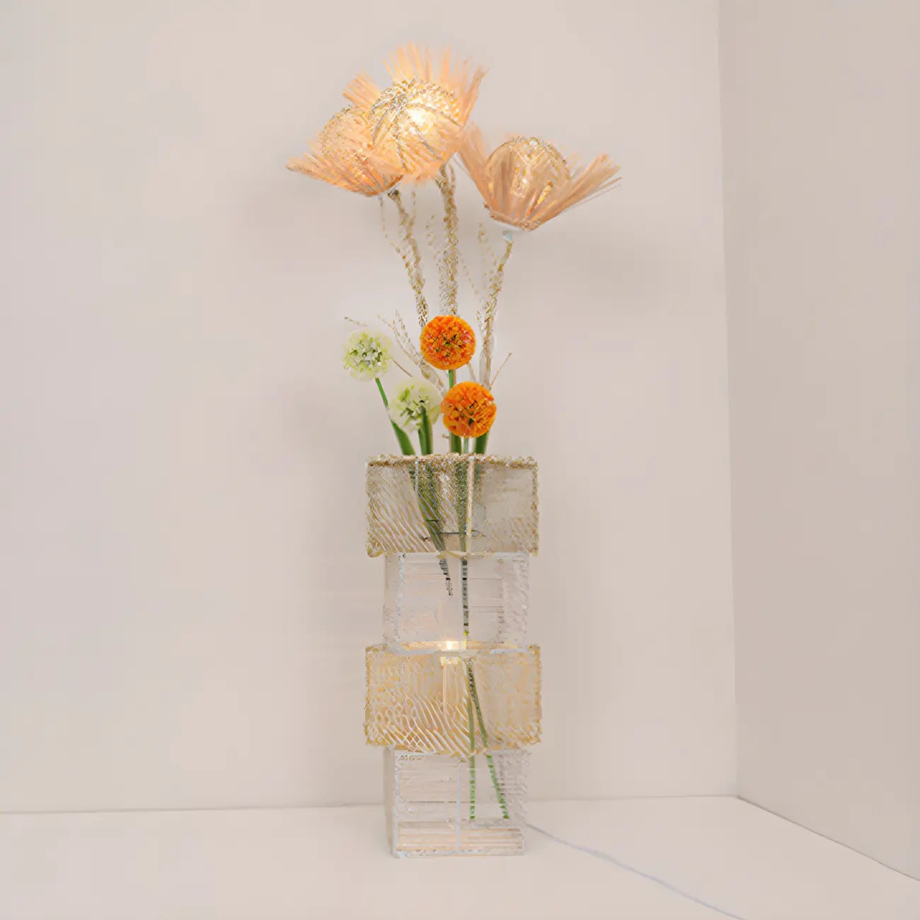 Plug In Column LED Rattan Floor Lamp for Living Room