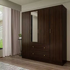 Hitow Armoire 2-Large Drawer Center Hanging Area with Mirror Minimalist Style