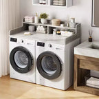 2-Tier Washer and Dryer Countertop with Shelf or Drawers, Laundry Countertop Cover with Non-Slip Pad, 54X27.5 Laundry Topper for Folding Clothes
