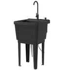 Portable Utility Sink Laundry Tub, Freestanding Laundry Sink with Faucet Soap Dispenser Hoses