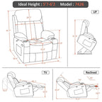MCombo Large Power Lift Recliner with Extended Footrest for Big and Tall Elderly People, Hand Remote, Cup Holders, Fabric 7426