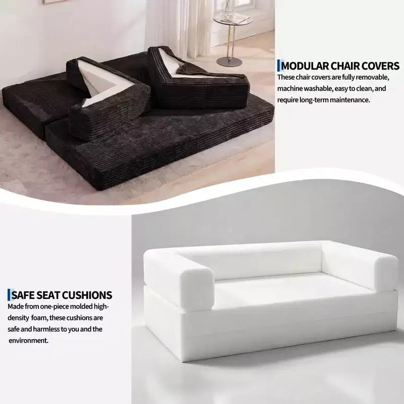 80.7 5-in-1 Convertible Sleeper Sofa Bed – Corduroy, 1200 lbs, No Assembly