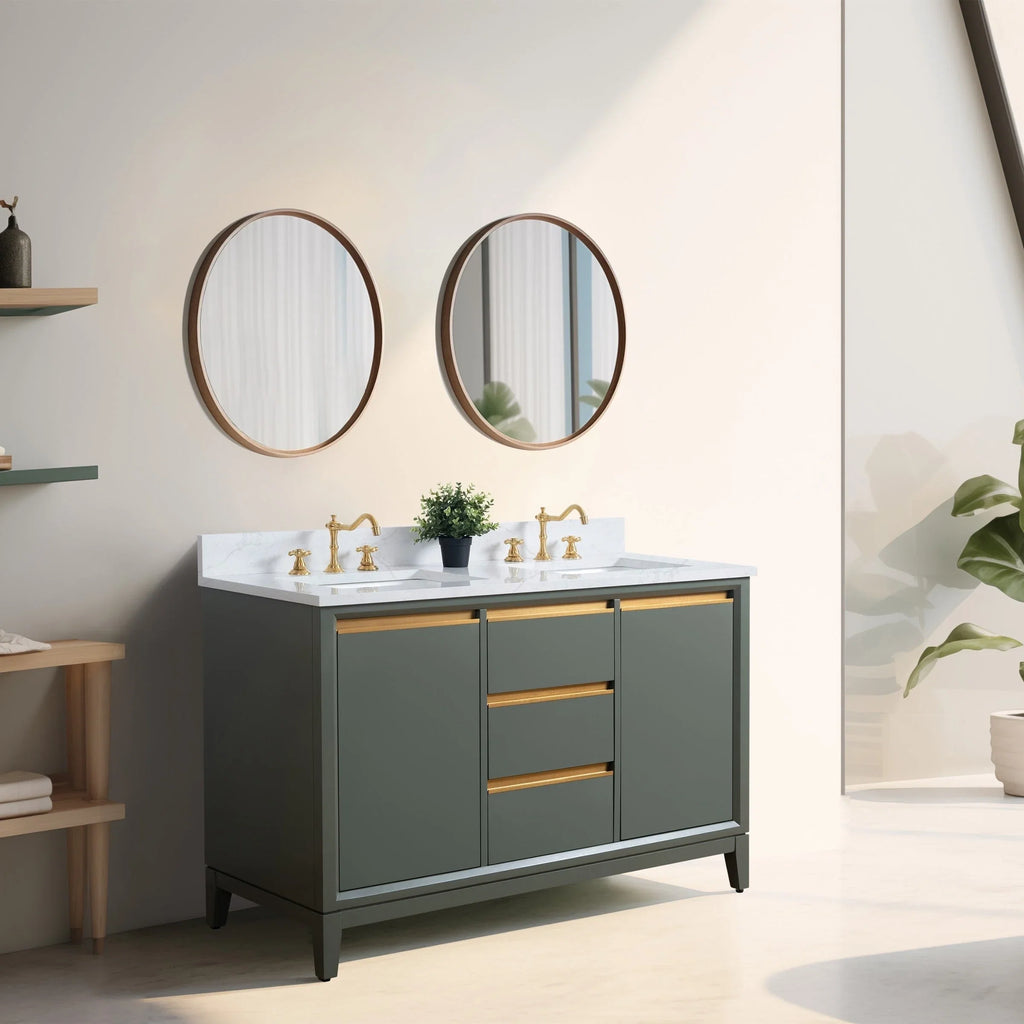 Vanity Art Bathroom Vanity with Ceramic Sink and Engineered Marble Top