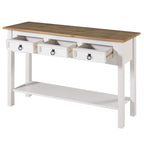 Rustic Solid Pine Console Hall Table, White Wash / Antique Brown / Gray Wash / Unpainted, 3 Drawers