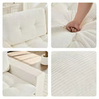 Mjkone 71'' 2-in-1 Convertible Futon Sofa Bed, Corded Fabric Foldable Tufted Buttons Loveseat Sleeper Sofa,Space-Saving