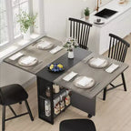 Folding Dining Table for Kitchen, Space Saving Dining Table, Extendable Kitchen Drop Leaf Table with 6 Wheels for Small Space